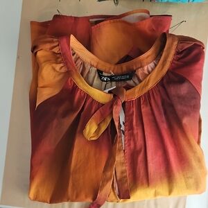 Zara Red and Orange Gradient Blouse